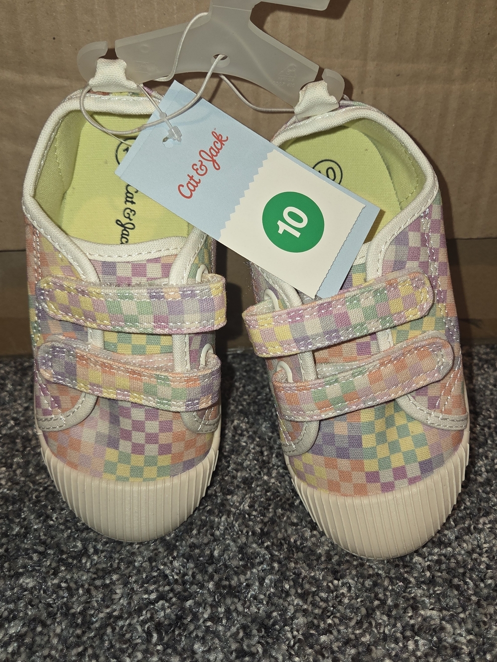 Cat & Jack Pastel Check Velcro Sneakers - Pink, Purple, Yellow, Green, Blue